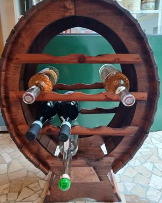 Cantinetta a forma di botte, in legno 12 bottiglie