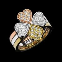 anello oro 18kt 3 colori diamanti