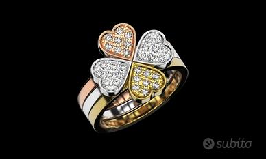 anello oro 18kt 3 colori diamanti