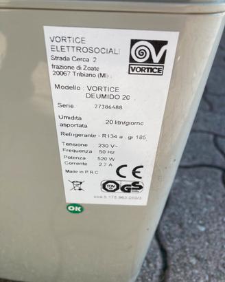 DEUMIDIFICATORE VORTICE DEUMIDO 20