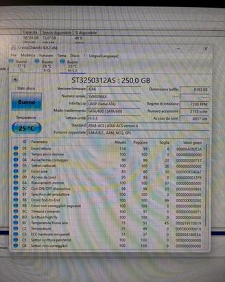 Hard disk 250giga sata 6