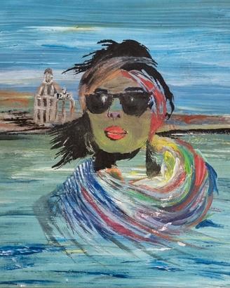 Quadro Moderno Dipinto a Mano - Donna con Occhiali