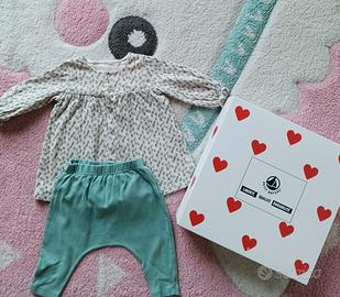 Completo Petit Bateau neonata 3 mesi 60 cm cotone 