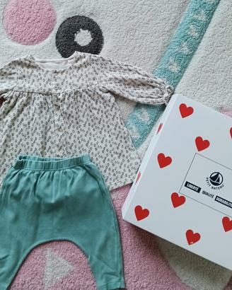 Completo Petit Bateau neonata 3 mesi 60 cm cotone 