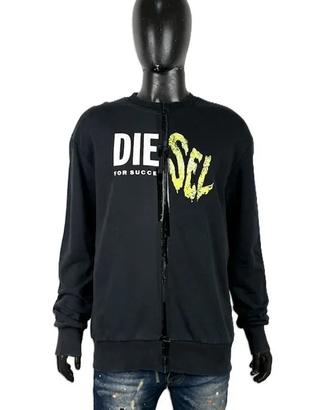 Diesel Felpa Uomo XL Oversize Cotone Nero Logo