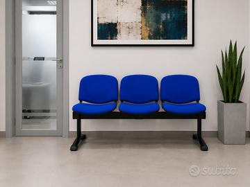 Panca attesa ufficio 3 posti blu