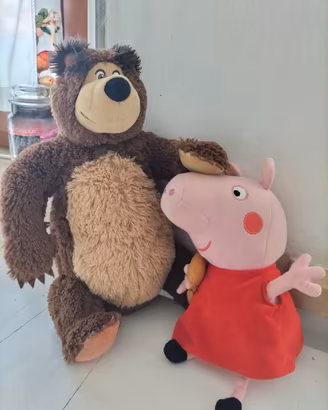 Peluche Peppa pig e Masha e orso