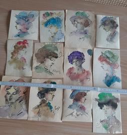 Ritratto di donna NAMIS Nando Miselli acquerello 