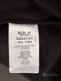 Felpa Replay girocollo nera con logo giallo fluo