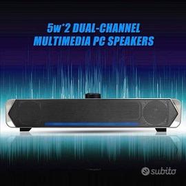 NUOVO Casse PC USB,5w*2 Soundbar 3.5mm Altoparlant