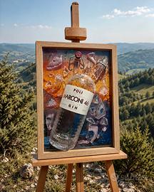 QUADRO VINTAGE CON BOTTIGLIA GIN
