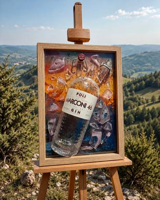 QUADRO VINTAGE CON BOTTIGLIA GIN