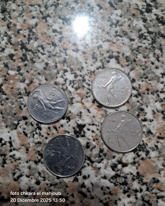 4 monete 50 lire del 1978 a 1989