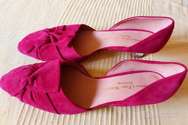 Elegante scarpa da donna scamosciata suola cuoio