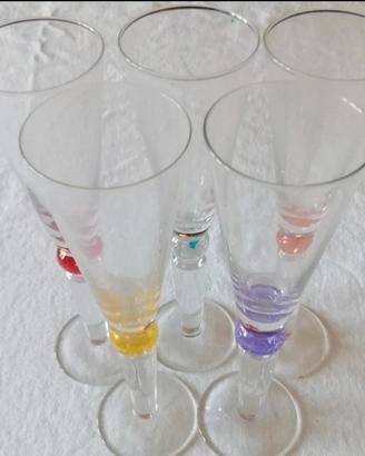 Set di N.5 Flute di Vetro Colorati 