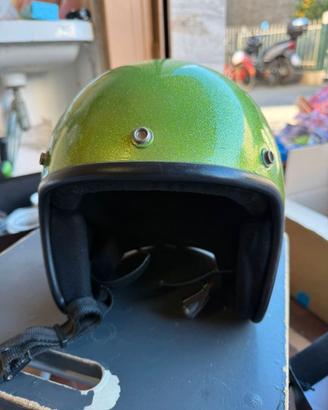 Casco Biltwell verde metalflake+visiera trasparent