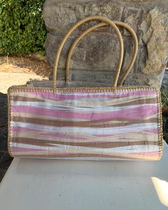 Borsa in rafia e tessuto Antonello Serio
