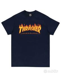 T-Shirt Thrasher Flame Blu Navy