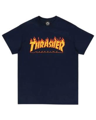 T-Shirt Thrasher Flame Blu Navy