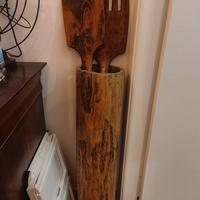 Antichi utensili da cucina in legno massello,