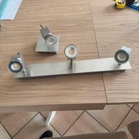Coppia lampadari metallo 3 faretti e singolo