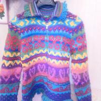 Maglione Benetton bambina variopinto con zip 