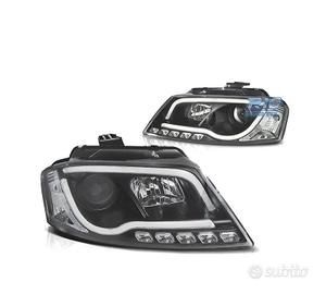 FARI AUDI A3 8P 08-12 LUCE DIURNA A TUBO FONDO NER