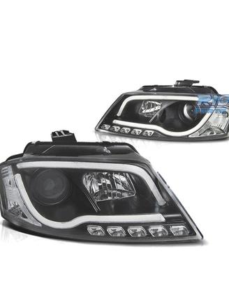 FARI AUDI A3 8P 08-12 LUCE DIURNA A TUBO FONDO NER