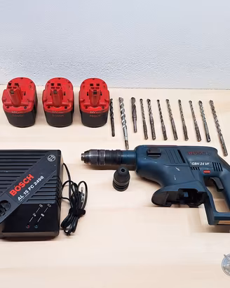 Bosch GBH 24 VF 24V SDS Plus 3 batterie +accessori