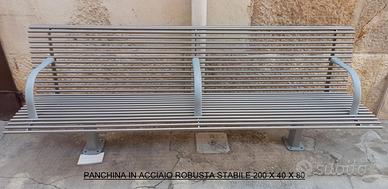 Panchina in acciaio esterno con schienale 4 posti