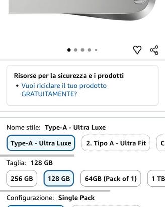 USB3.2 Sandisk UltraLuxe 128GB 400MB/s NUOVA