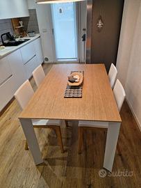 TAVOLO E 4 SEDIE DESIGN LEGNO MARCA POINT 140x100 