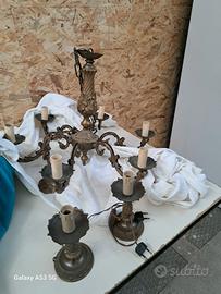 lampadario con Abatjour d'epoca