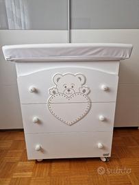 Cassettiera fasciatoio lulù con vasca erbesi bianc