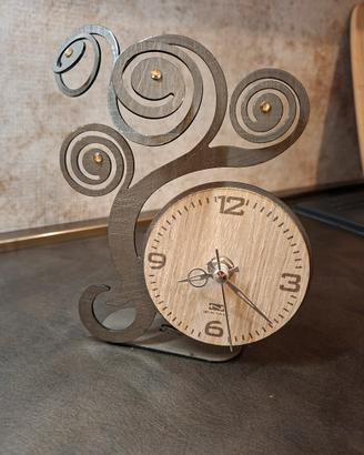 Orologio albero della vita da tavolo legno e metal