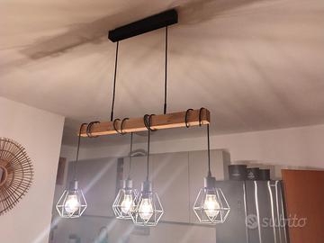 Lampadario trave di legno 