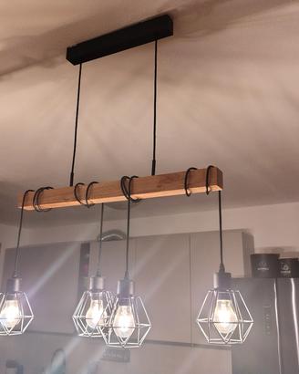 Lampadario trave di legno 