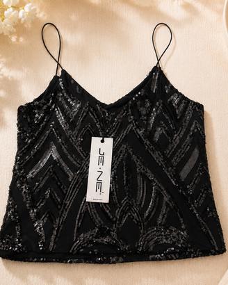 Top Donna Nero con Paillettes JE•NE – Taglia S