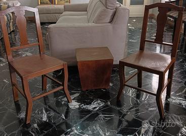 coppia sedie primi novecento e sgabello anni 50