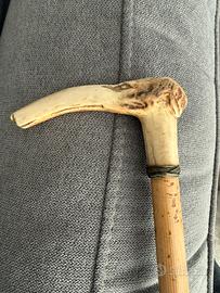 Bastone passeggio antico animale grottesco inciso