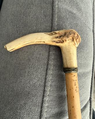 Bastone passeggio antico animale grottesco inciso