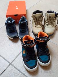 3 paia di scarpe n° 36 Nike,DC shoe,Primigi origin