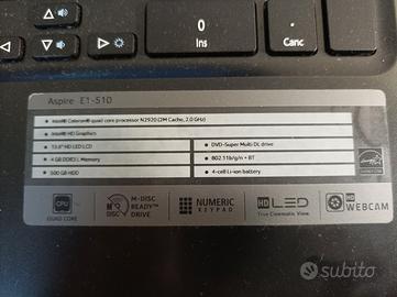 Notebook Acer Aspire E1-510 non funzionante