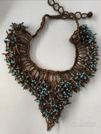 collana artigianale bronzo e turchese 