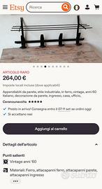 Appendiabiti stile industriale anni 60.