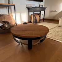 TAVOLINO LEGNO E FERRO BATTUTO