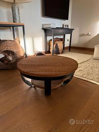 TAVOLINO LEGNO E FERRO BATTUTO