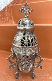 Bruciatore di incenso metallo argentato