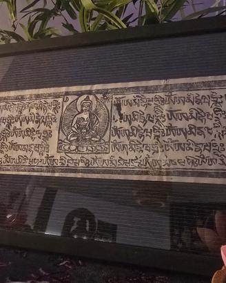 xilografia tibetana Buddha con cornice 32x23