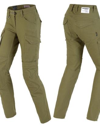 PANTALONE MOTO SPIDI CARGO DONNA VERDE TESSUTO COR